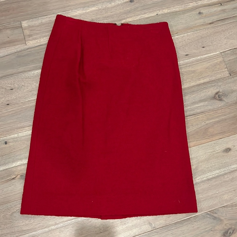 Carolina Herrera red wool skirt